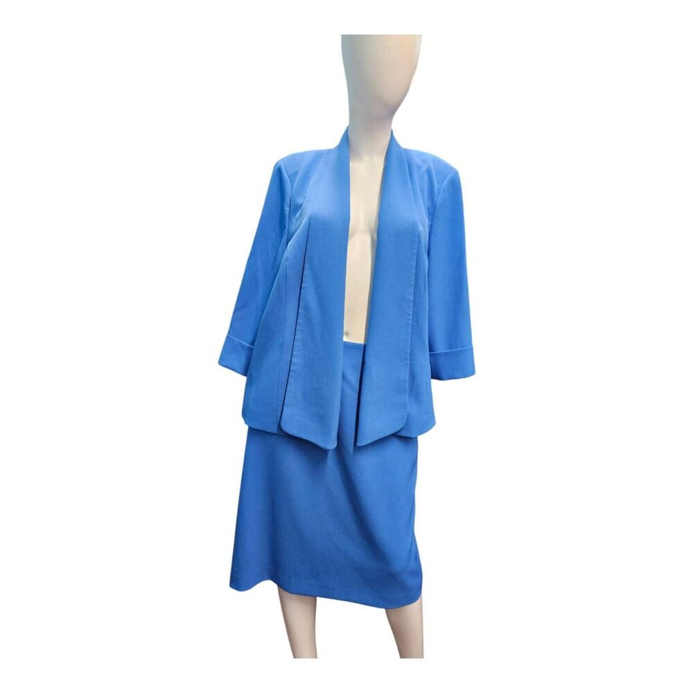 Kasper Blue Skirt Suit Womens Size 14/16 - Picture 3 of 16